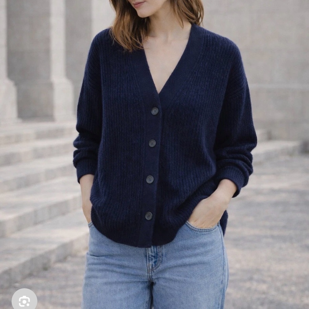 Vince Shaker Rib Wool & Cashmere-Blend Cardigan XL